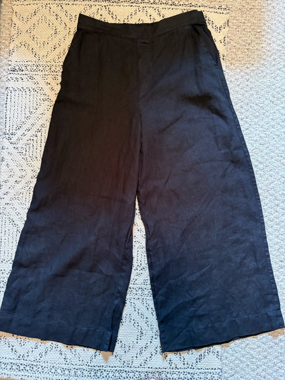 Frank & Eileen Maise Wide-Leg Black 100% Linen Pants - Picture 6 of 8